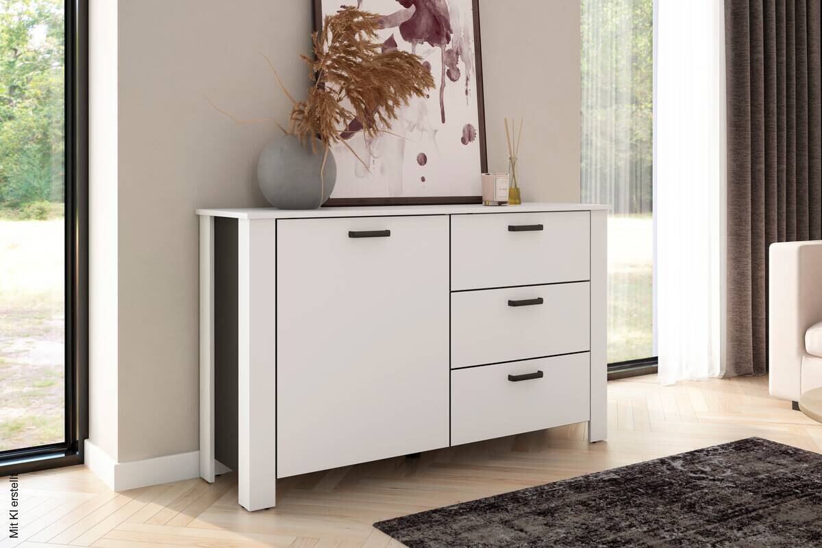 Sideboard FARO weiß schwarz B/H/T: ca. 140x84x40 cm