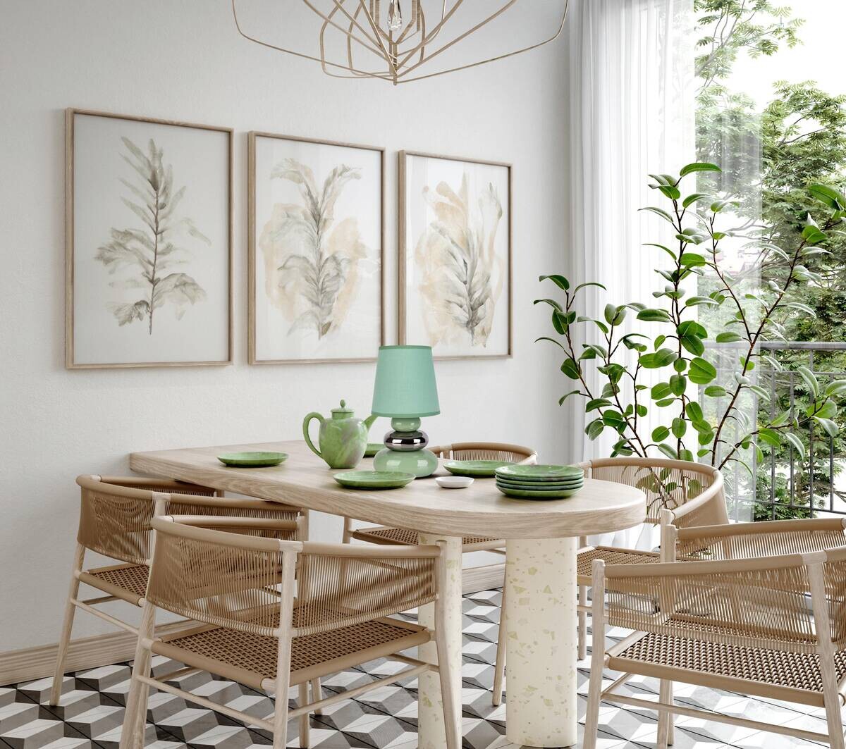 Näve Leuchten Tischleuchte 3045349 mint Keramik B/H/T: ca. 16x31x16 cm E14 1 Brennstellen