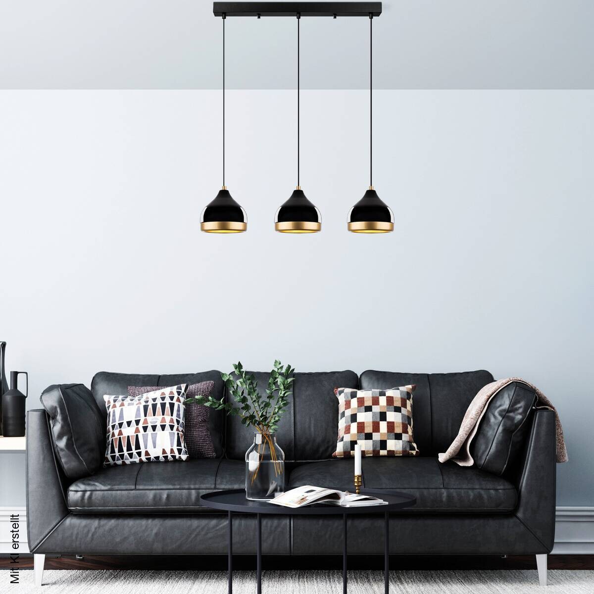 Opviq Pendelleuchte Yildo schwarz B/H/T/L: ca. 17x111x17x67 cm E27 3 Brennstellen