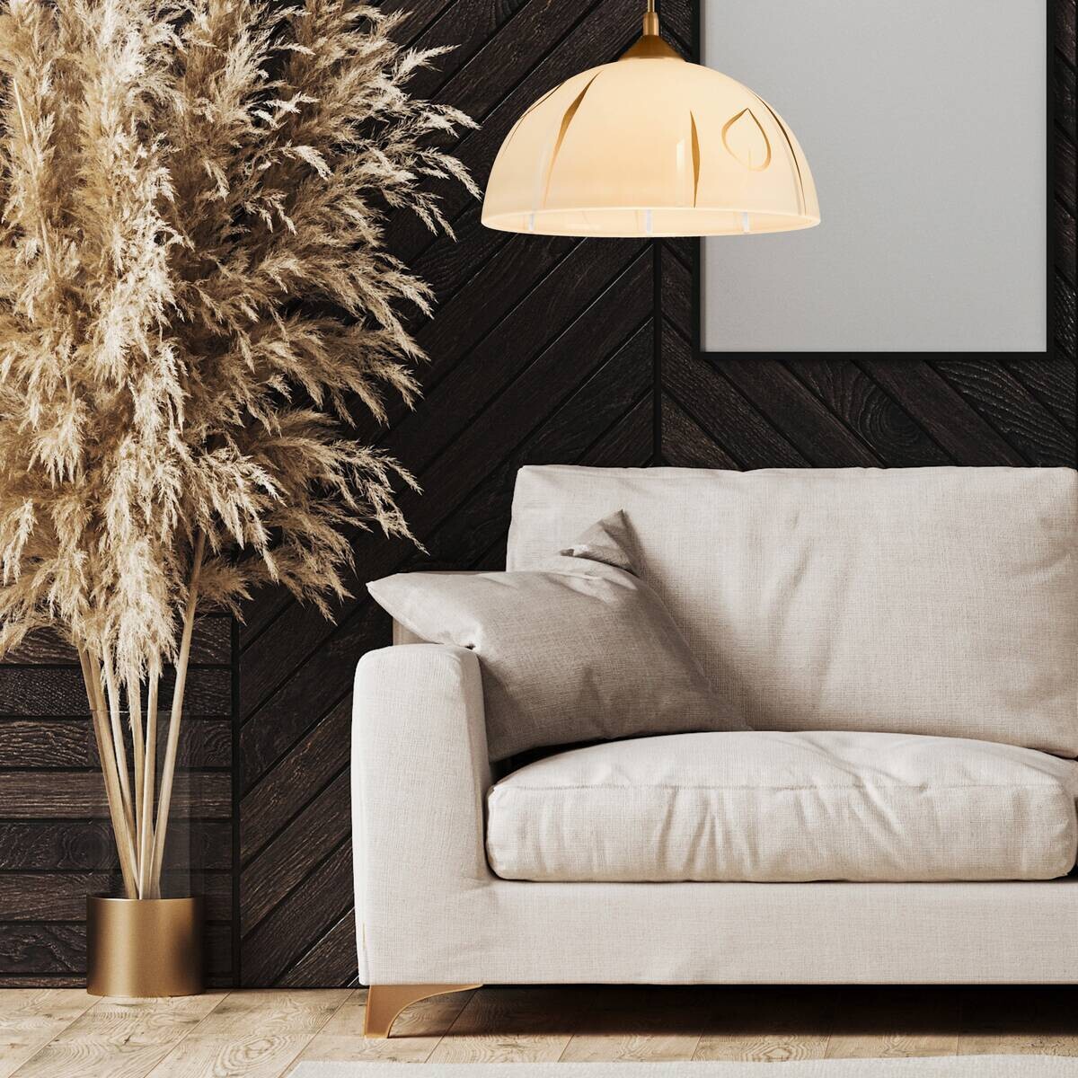 Lamkur Pendelleuchte Marcy gold Glas H/L: ca. 70x30 cm E27 1 Brennstellen