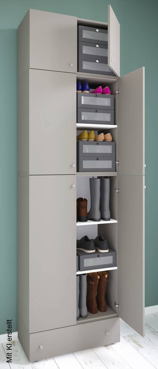 Schuhschrank Lona grau weiß B/H/T: ca. 70x240x39 cm