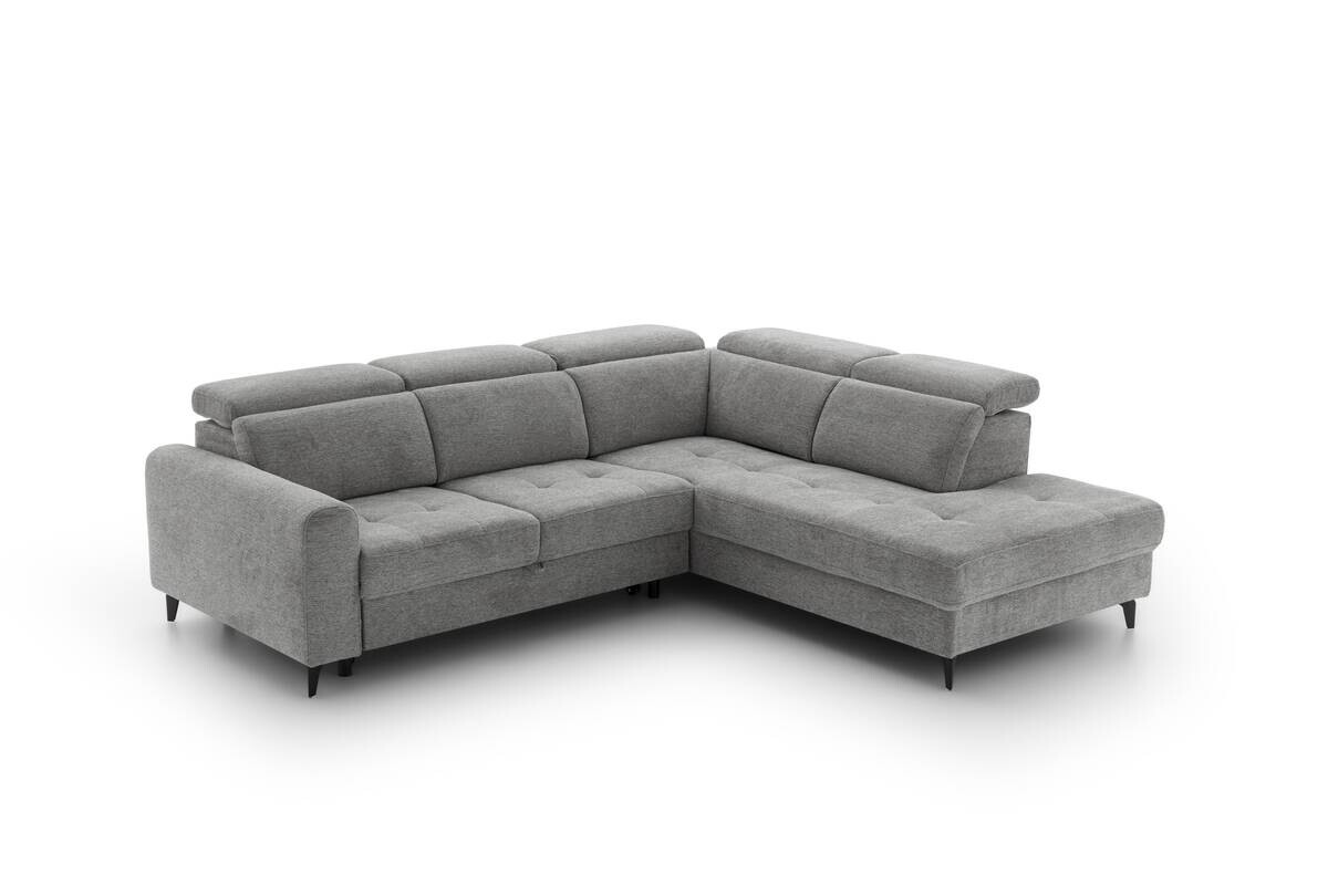 Ecksofa mit Bettfunktion grau Flachgewebe B/H/T: ca. 258x96x221 cm