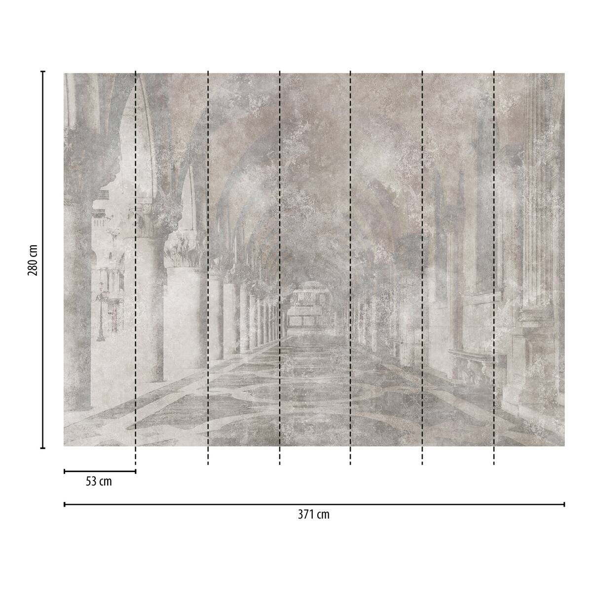 Livingwalls Fototapete Arkaden grau beige B/L: ca. 280x371 cm