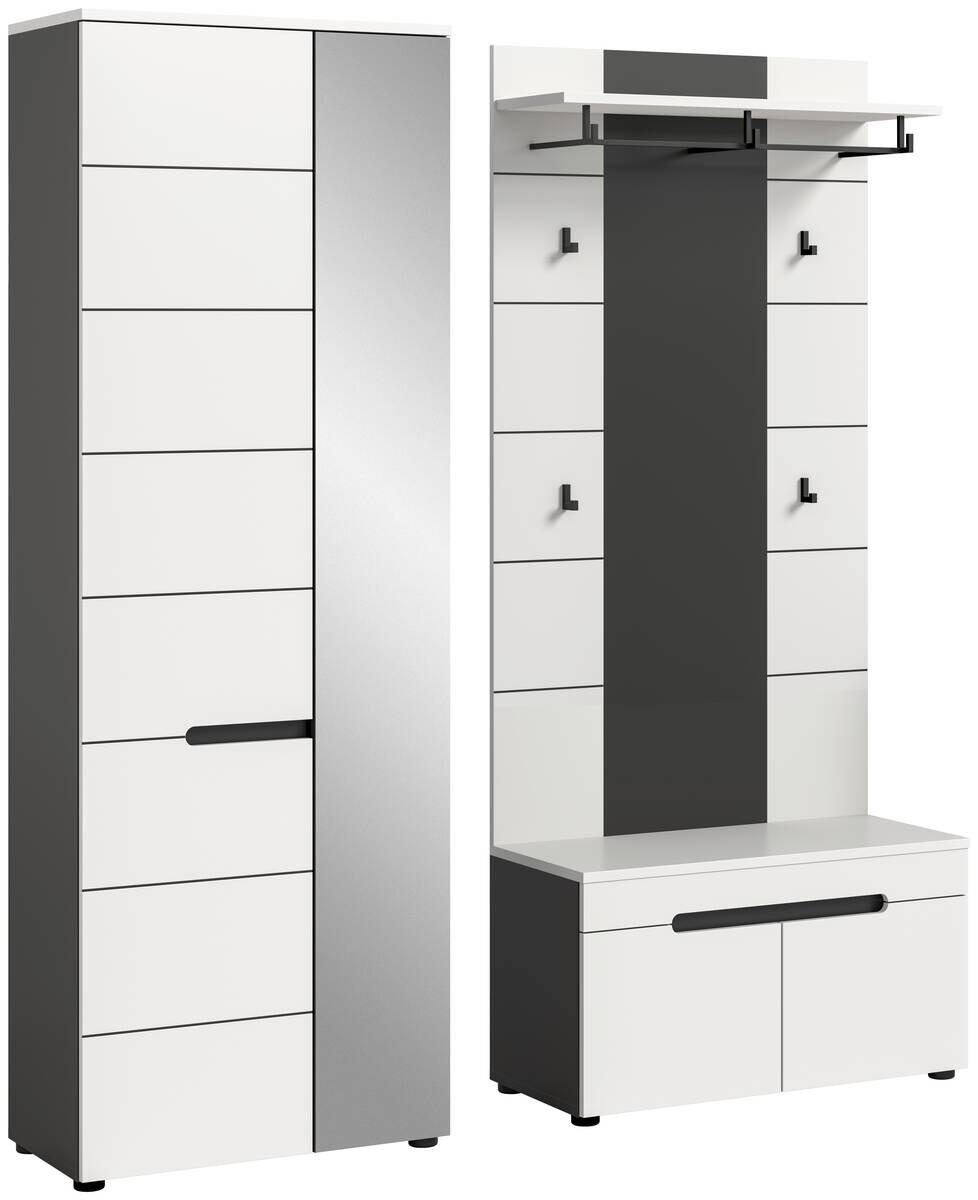 Garderobe Canu basaltgrau Nachbildung weiß B/H/T: ca. 160x190x37 cm