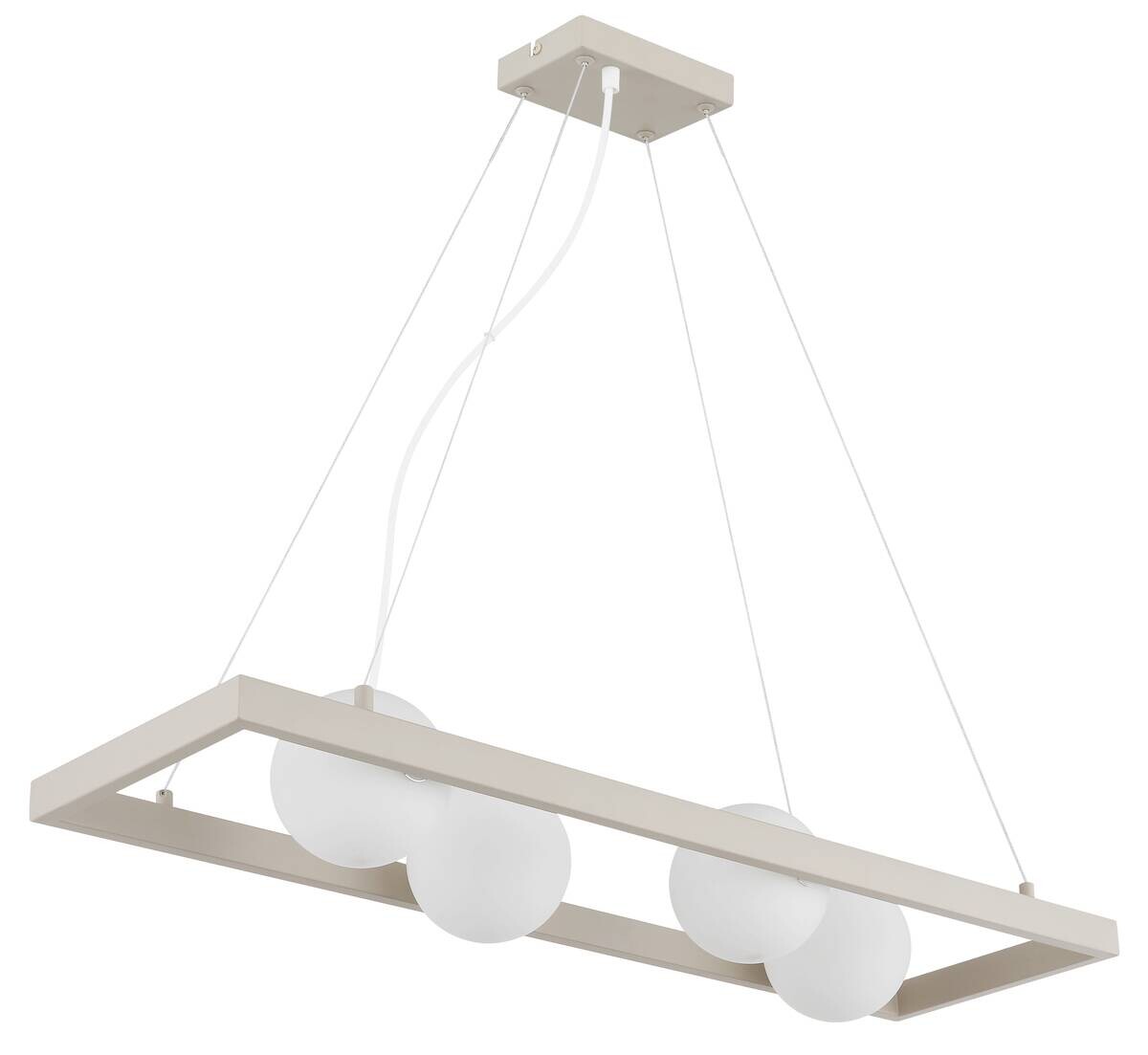 GLOBO Pendelleuchte sand Opal Glas Metall B/H/L: ca. 24x150x84 cm G9 4 Brennstellen