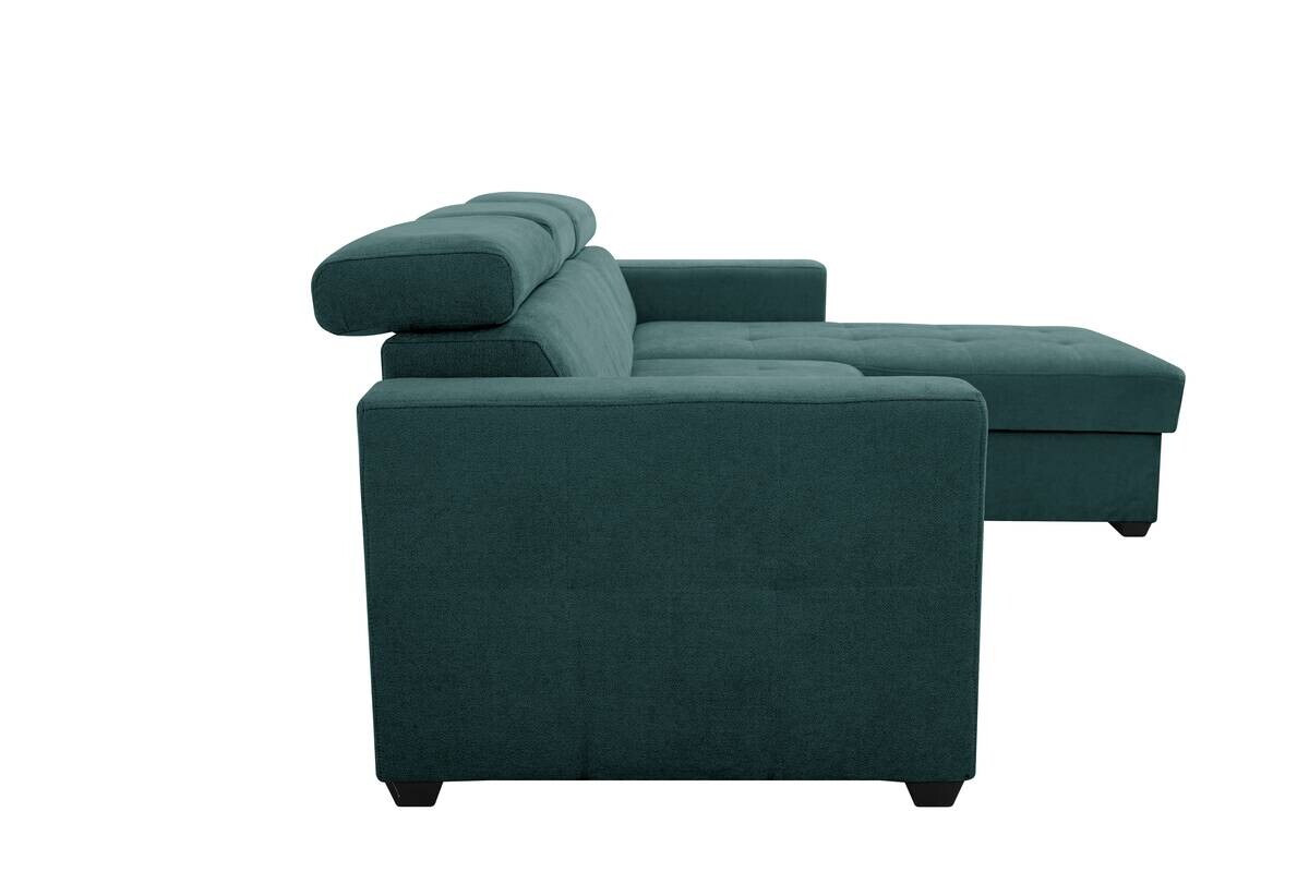 Ecksofa mit Bettfunktion und Bettkasten blaugrün Microfaser B/T: ca. 238x170 cm