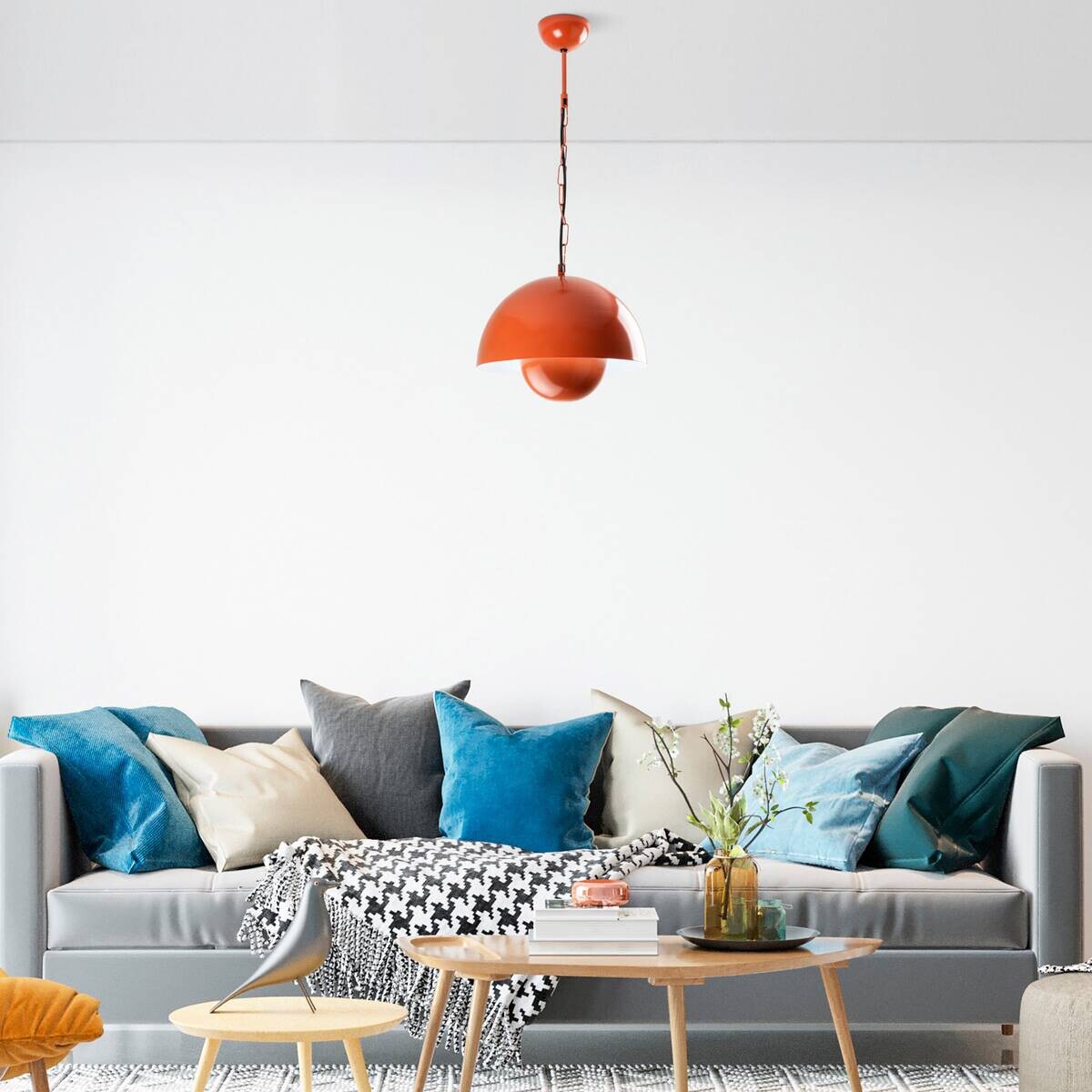 Opviq Pendelleuchte orange Metall B/H/T/L/D: ca. 30x70x30x30x30 cm E27 1 Brennstellen