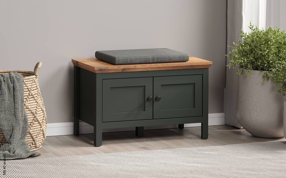 Sitzbank Stanton tannengrün Eiche Evoke Coast Nachbildung B/H/T: ca. 77x48x39 cm