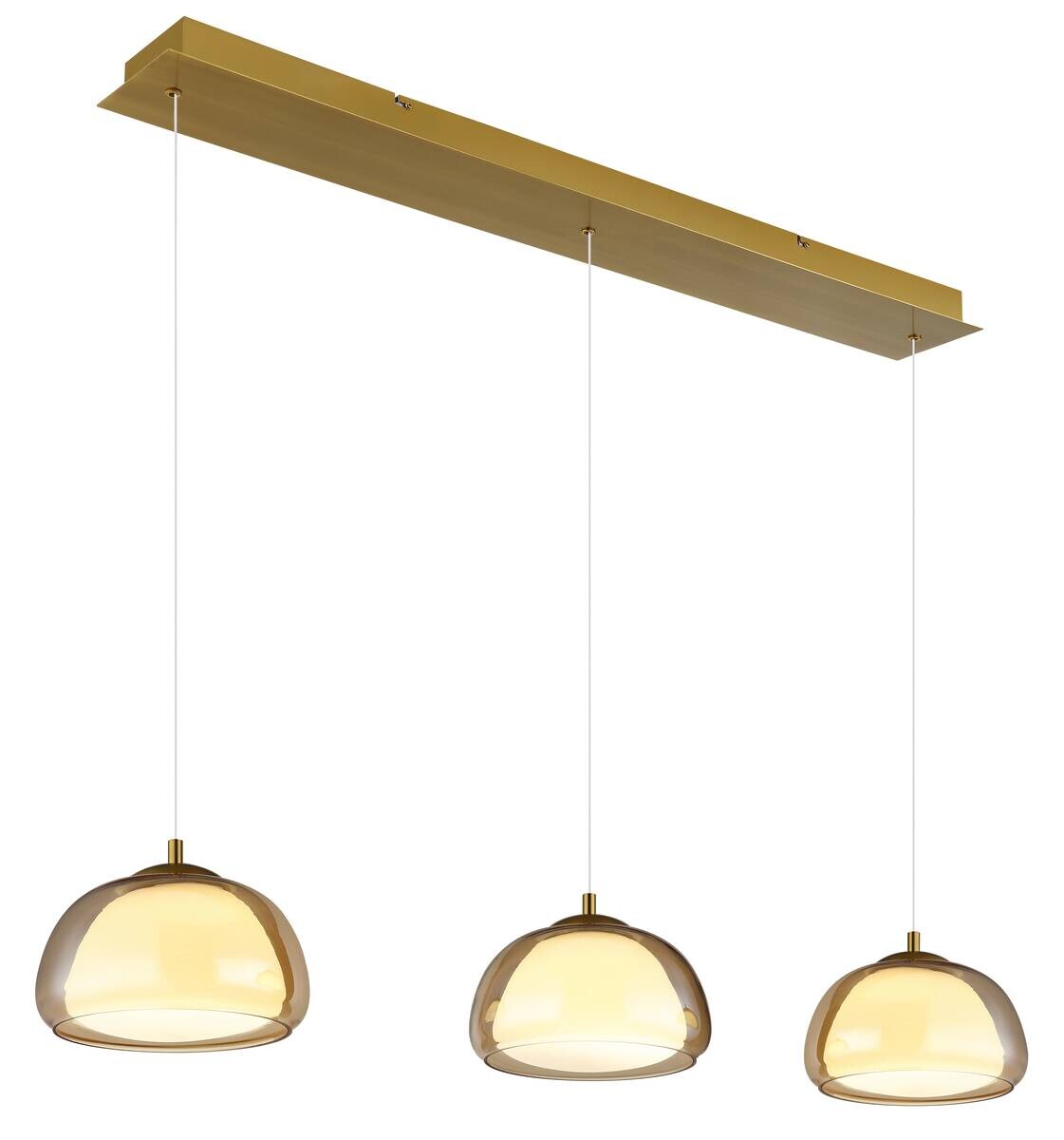 GLOBO Hängeleuchte gold Metall Glas B/H/L: ca. 36x21x101 cm