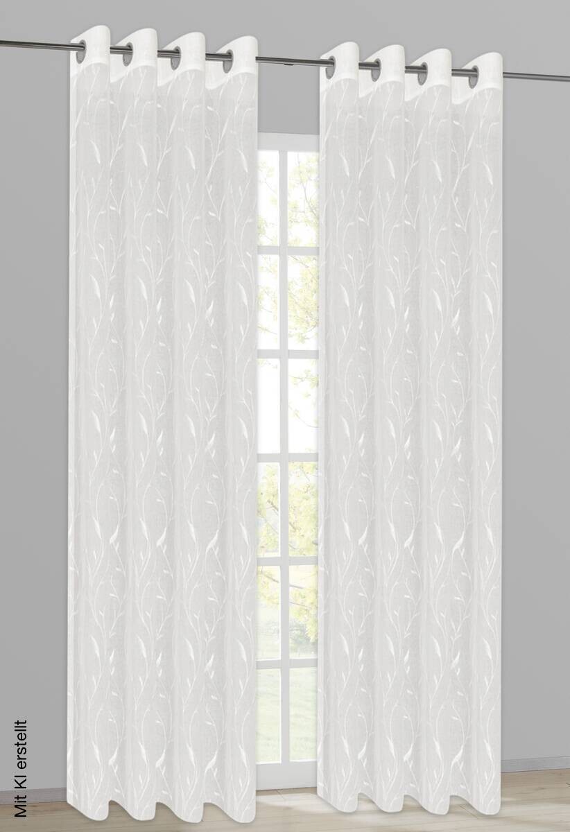 Happy Home Ösenvorhang Blümchen weiß B/L: ca. 140x245 cm
