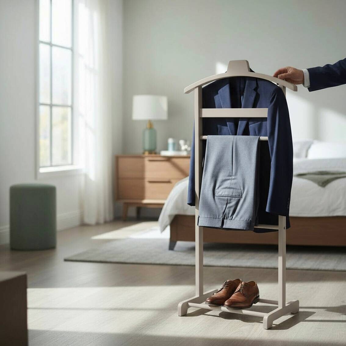 Herrendiener Kaschmir lackiert Bambus B/H/T: ca. 48x97x36 cm