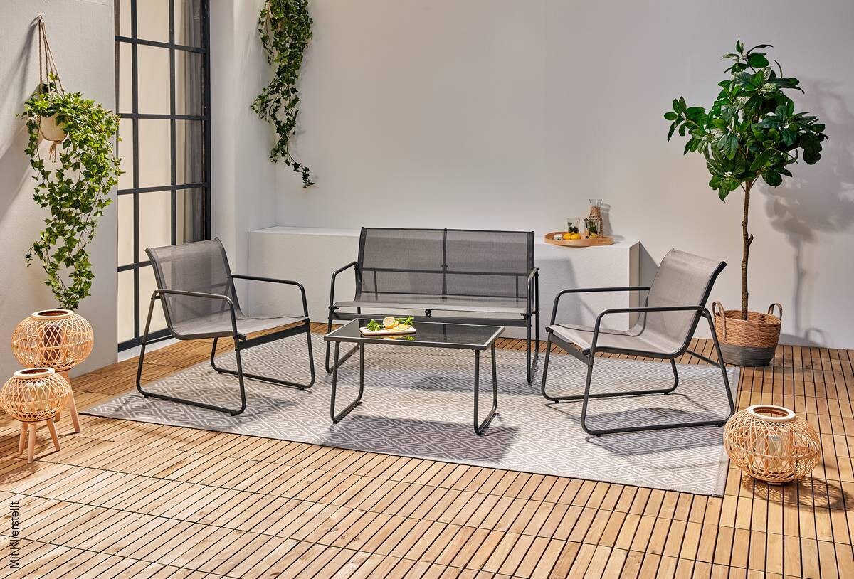 POCOline Gartensitzgruppe Malmö anthrazit Stahlrohr