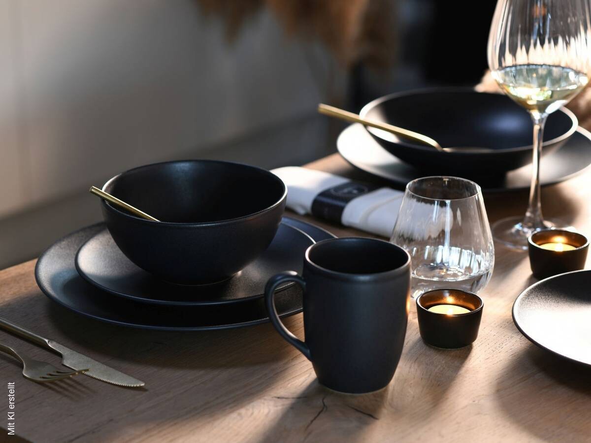 CreaTable Kombiservice Soft Touch schwarz Stein 20 tlg.