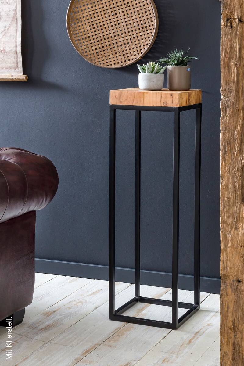 Beistelltisch braun Holz B/H/T: ca. 30x97x30 cm