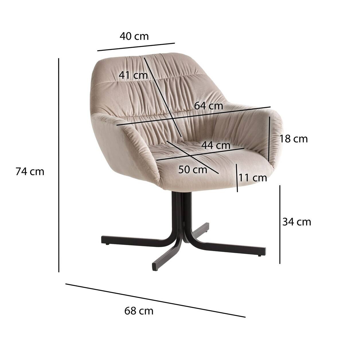 Wohnling Sessel beige Polyester