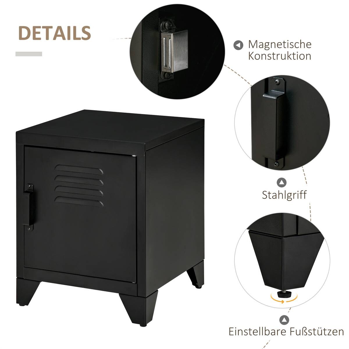 Nachtkonsole 831-429BK schwarz B/H/T: ca. 40x50x40 cm