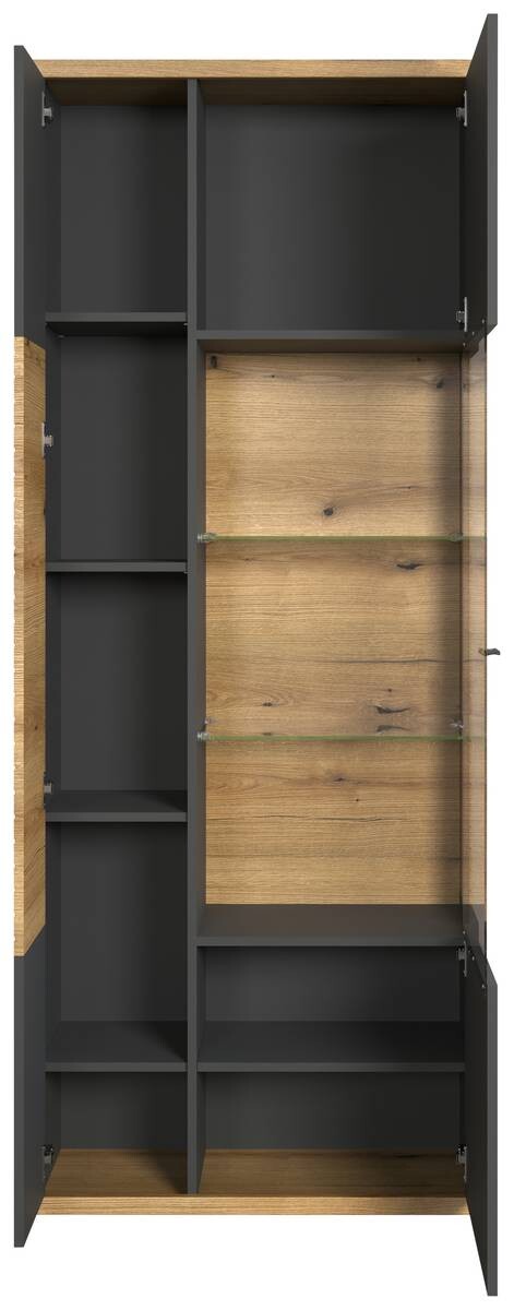 Vitrine Norris anthrazit Eiche Evoke Coast Nachbildung B/H/T: ca. 80x204x37 cm