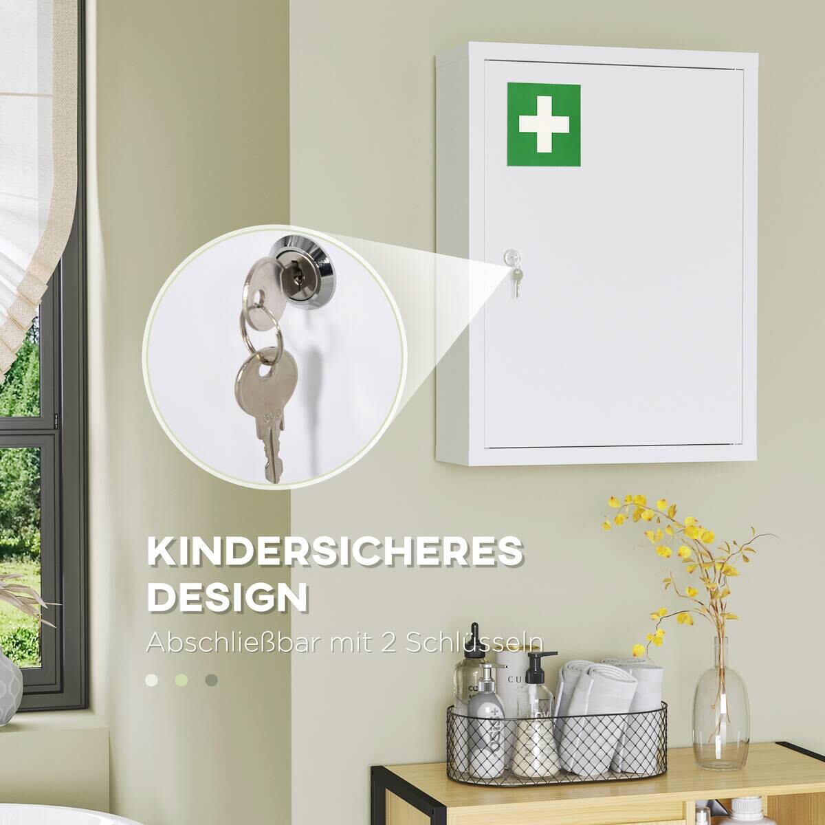 Medizinschrank weiß Edelstahl B/H/L: ca. 15x40x53,5 cm