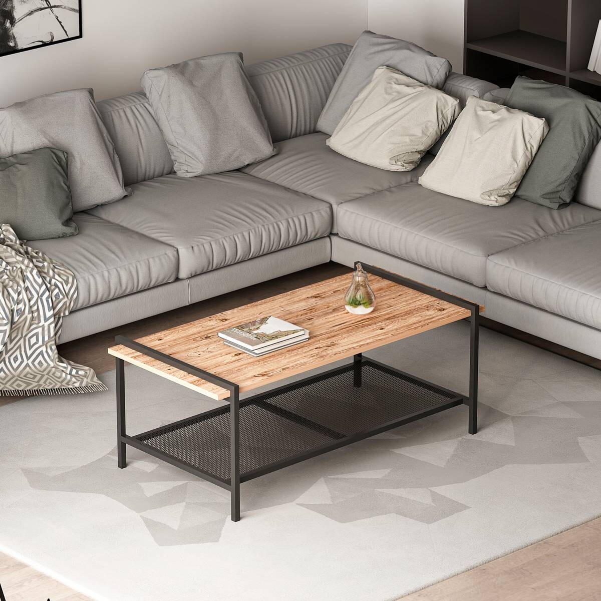 Couchtisch Lara walnuss Nachbildung schwarz B/H/T: ca. 120x45x60 cm