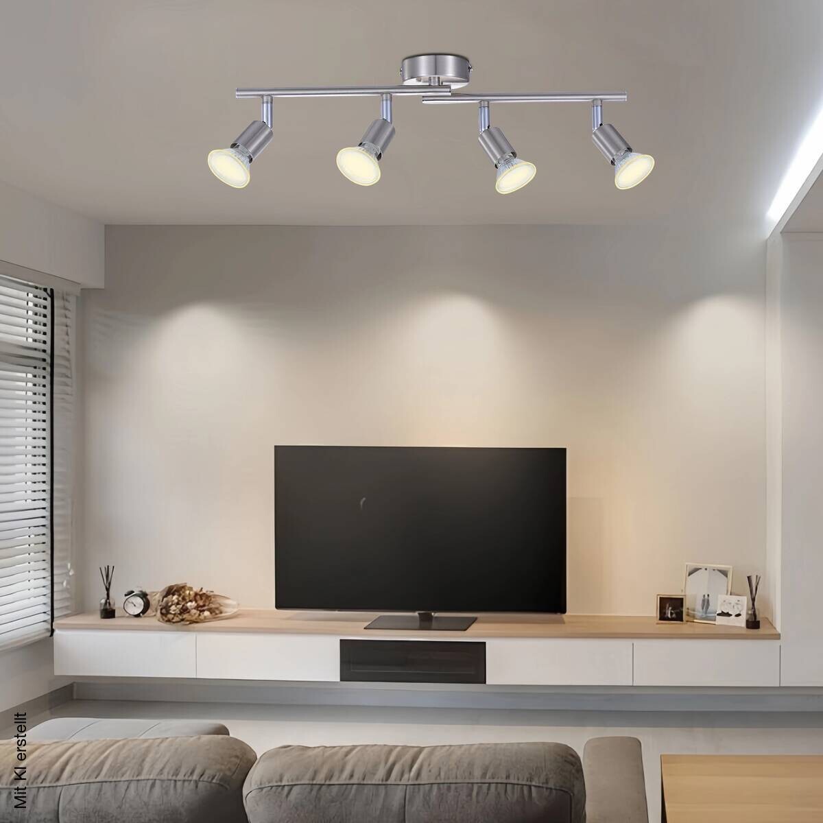 POCOline LED-Spot 4-flg. Boris nickel B/H/L: ca. 50x8x10 cm 4 Brennstellen