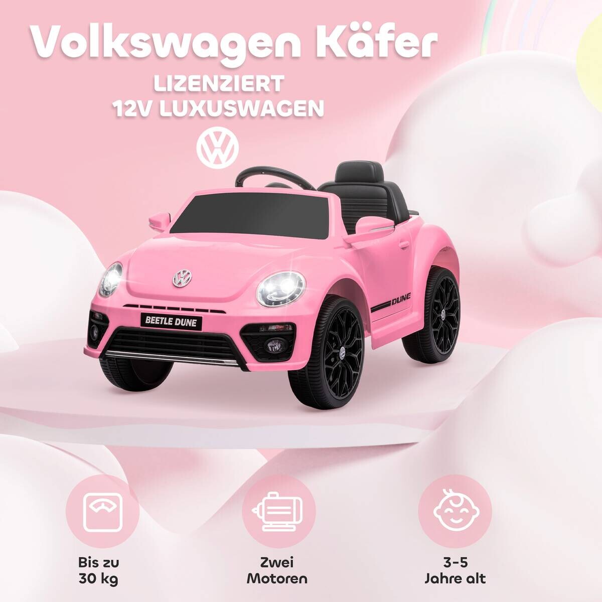 AIYAPLAY Kinder Elektroauto rosa B/H/L: ca. 56,5x46x97 cm