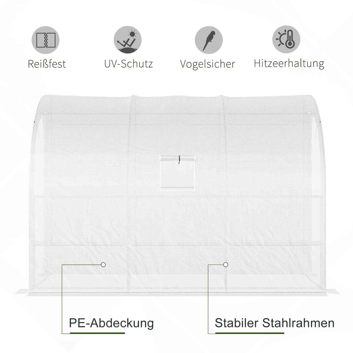 Outsunny Gewächshaus B/H/L: ca. 150x213x300 cm weiß