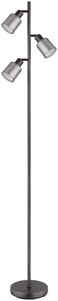 GLOBO Stehlampe Chrom schwarz Glas Metall B/H/L: ca. 14,5x30,5x30,5 cm 3 Brennstellen