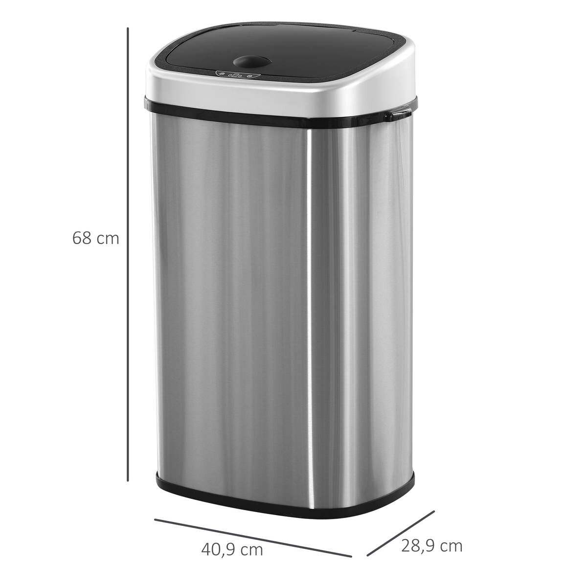 HOMCOM Abfalleimer silber B/H/L: ca. 28,9x68x40,9 cm