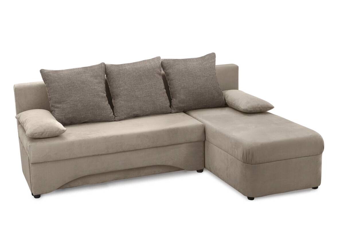 Ecksofa mit Bettfunktion und Bettkasten grau Microfaser B/H/T: ca. 191x70x142 cm