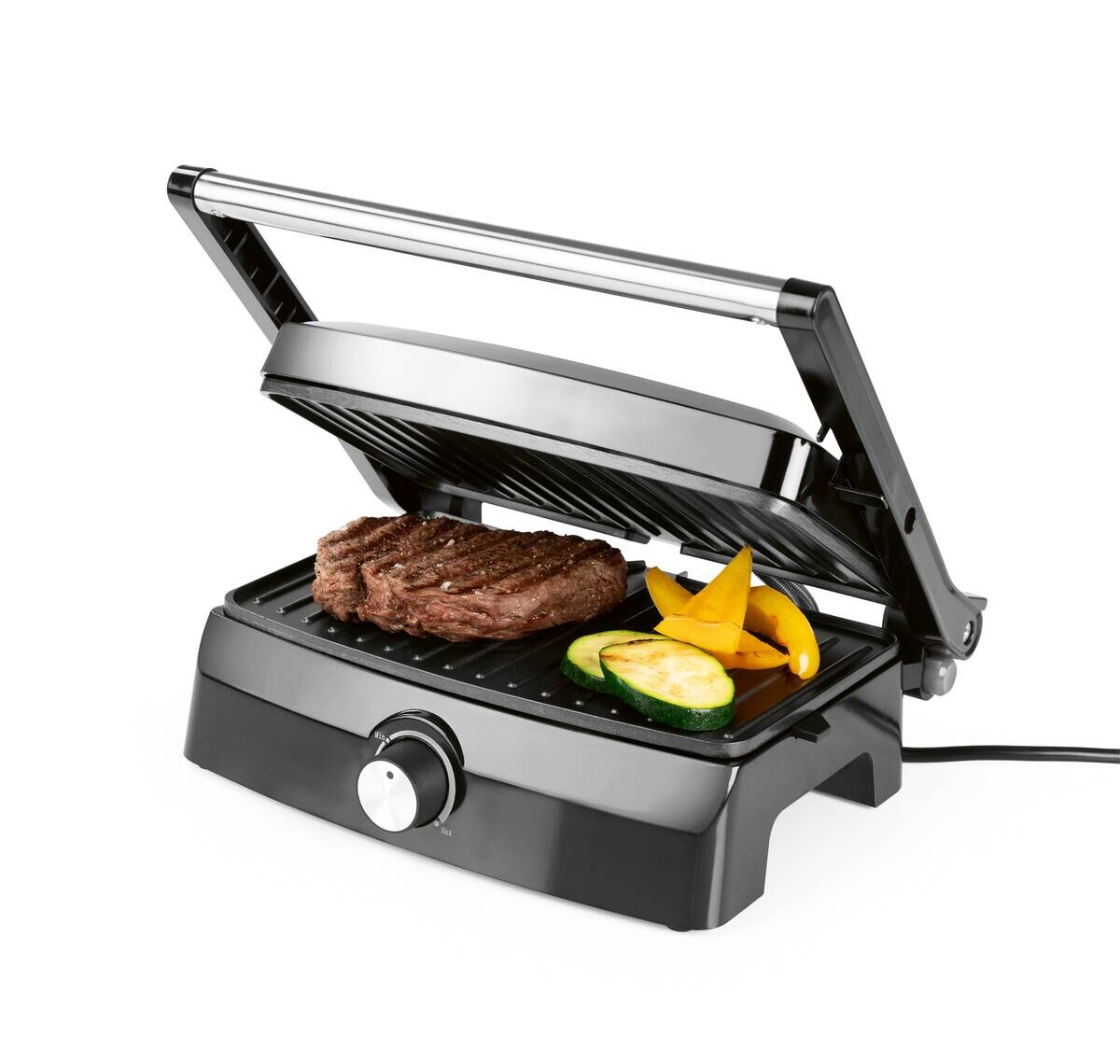 GOURMETmaxx Kontaktgrill 15173 schwarz Metall B/H/L: ca. 26,8x13x22,9 cm