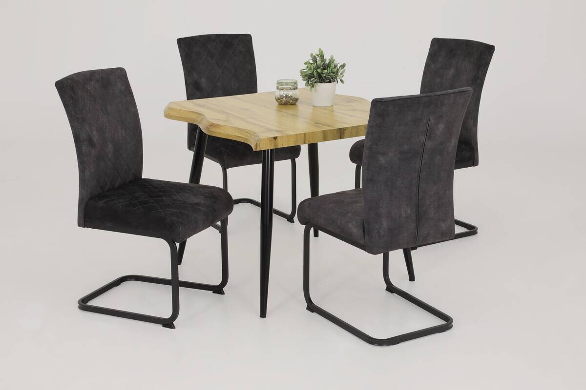 Schwingstuhl Rachel I, 4er-Set anthrazit Microfaser B/H/T: ca. 46x96x60 cm