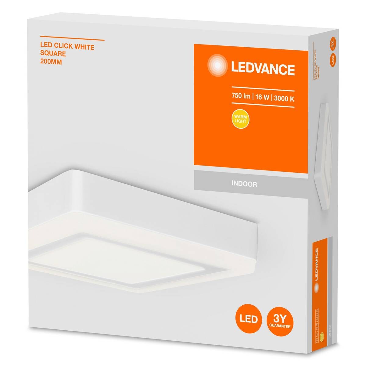LEDVANCE LED-Wand-/Deckenleuchte 260535 weiß Aluminium Kunststoff B/H/L: ca. 19,8x3,8x19,8 cm