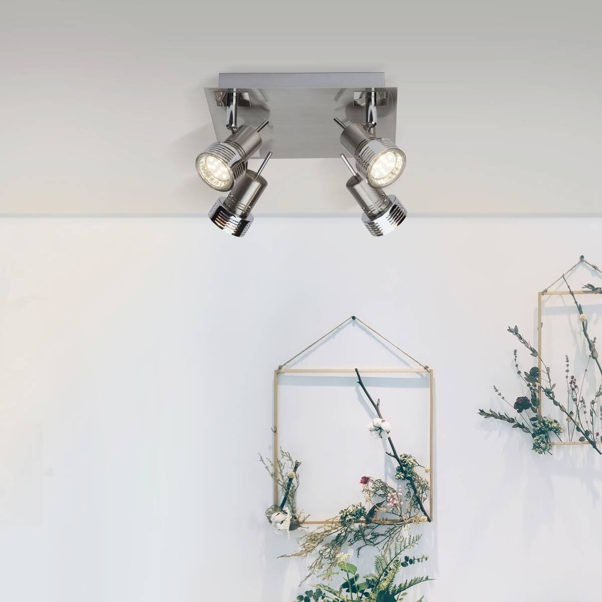 Brilliant Deckenleuchte Kassandra G34735/77 nickel Chrom Metall B/H/L: ca. 22x10,5x22 cm 4 Brennstellen