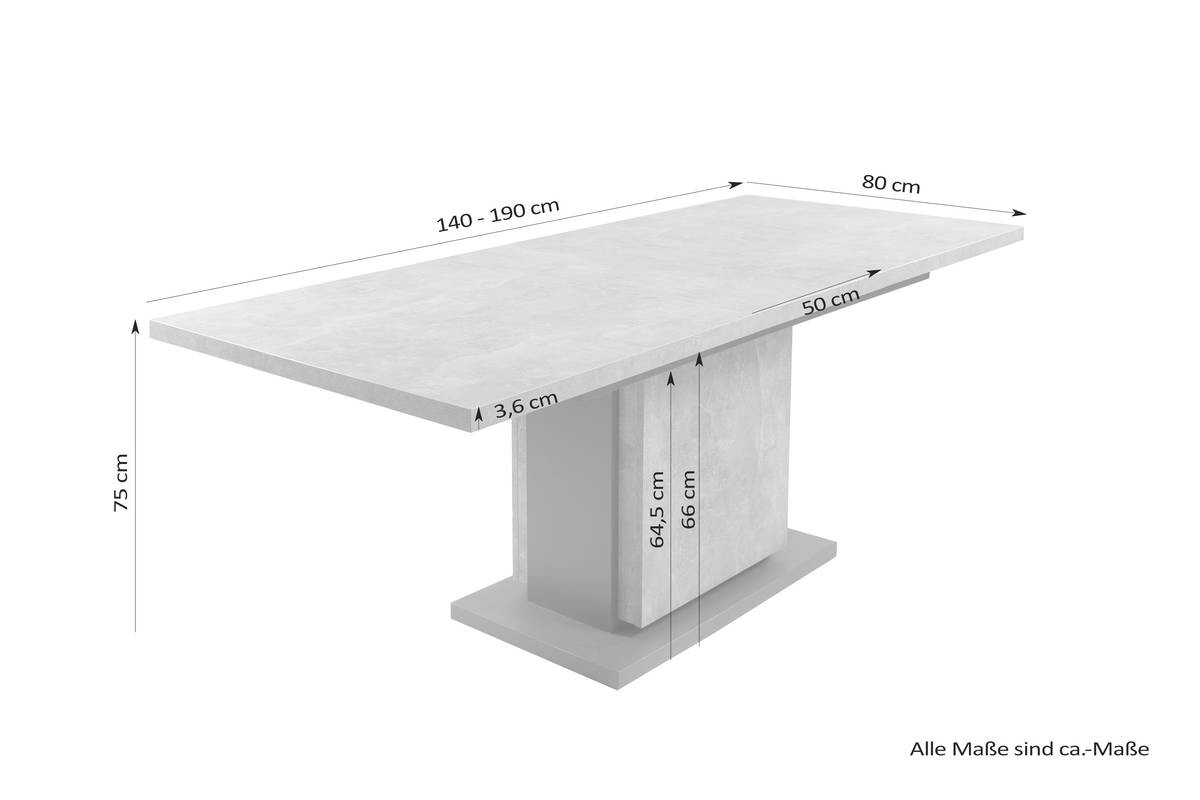 Tisch BRITTA Beton Optik anthrazit B/H/T: ca. 140x75x80 cm