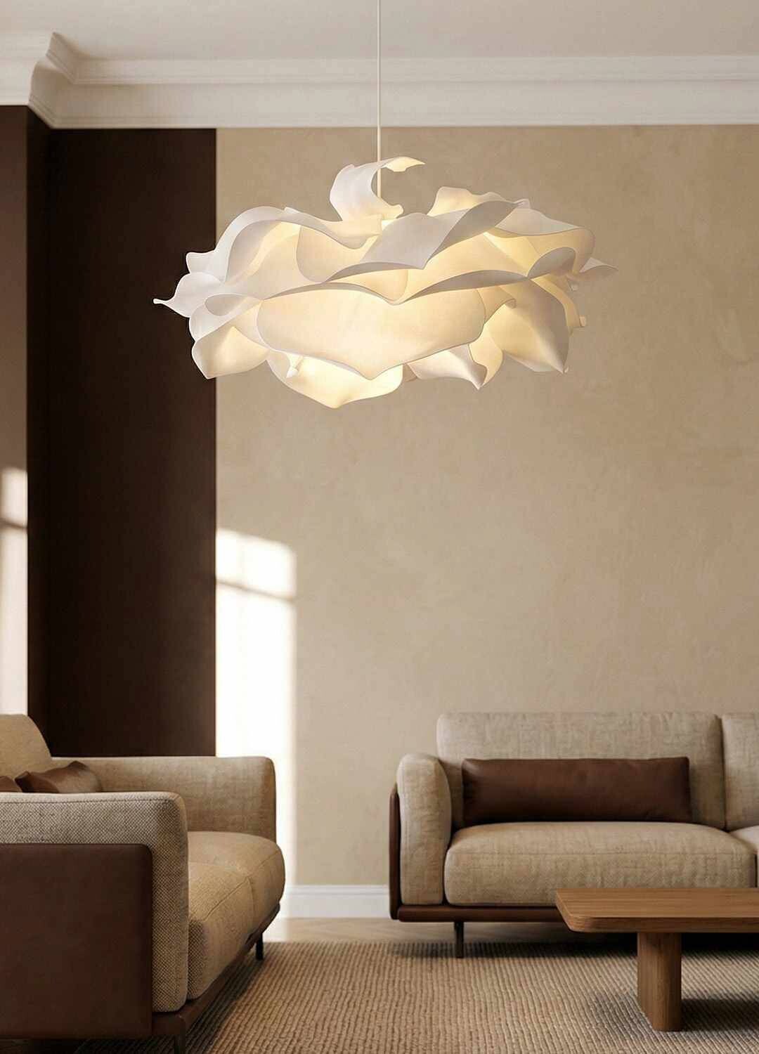 Opviq Pendelleuchte weiß Kunststoff B/H/T/L/D: ca. 58x85x58x58x58 cm E27 1 Brennstellen