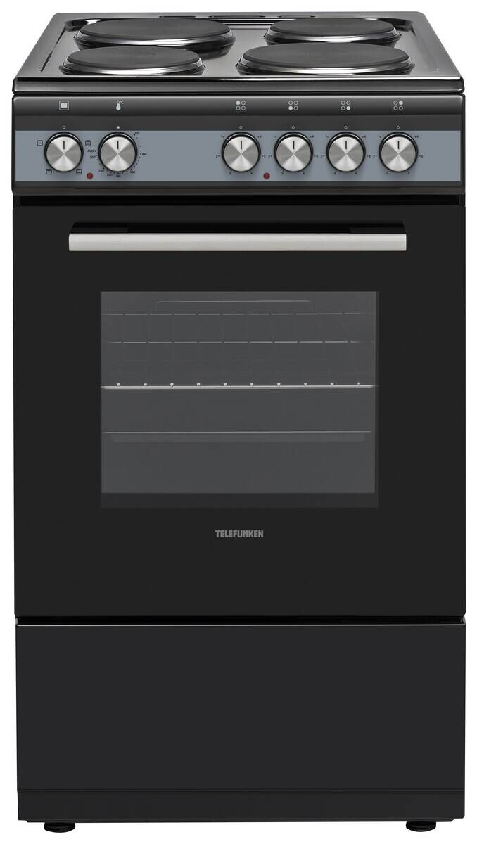 TELEFUNKEN Standherd 50cm mit Massekochfeld TF-FS-5060-H4 EEK: A Spektrum: A+++ bis D 55l Volumen schwarz B/H/T: ca. 50x85x60 cm