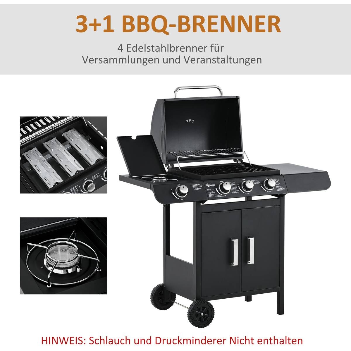 Outsunny Gasgrill Stahl B/H/L: ca. 50x100x110 cm