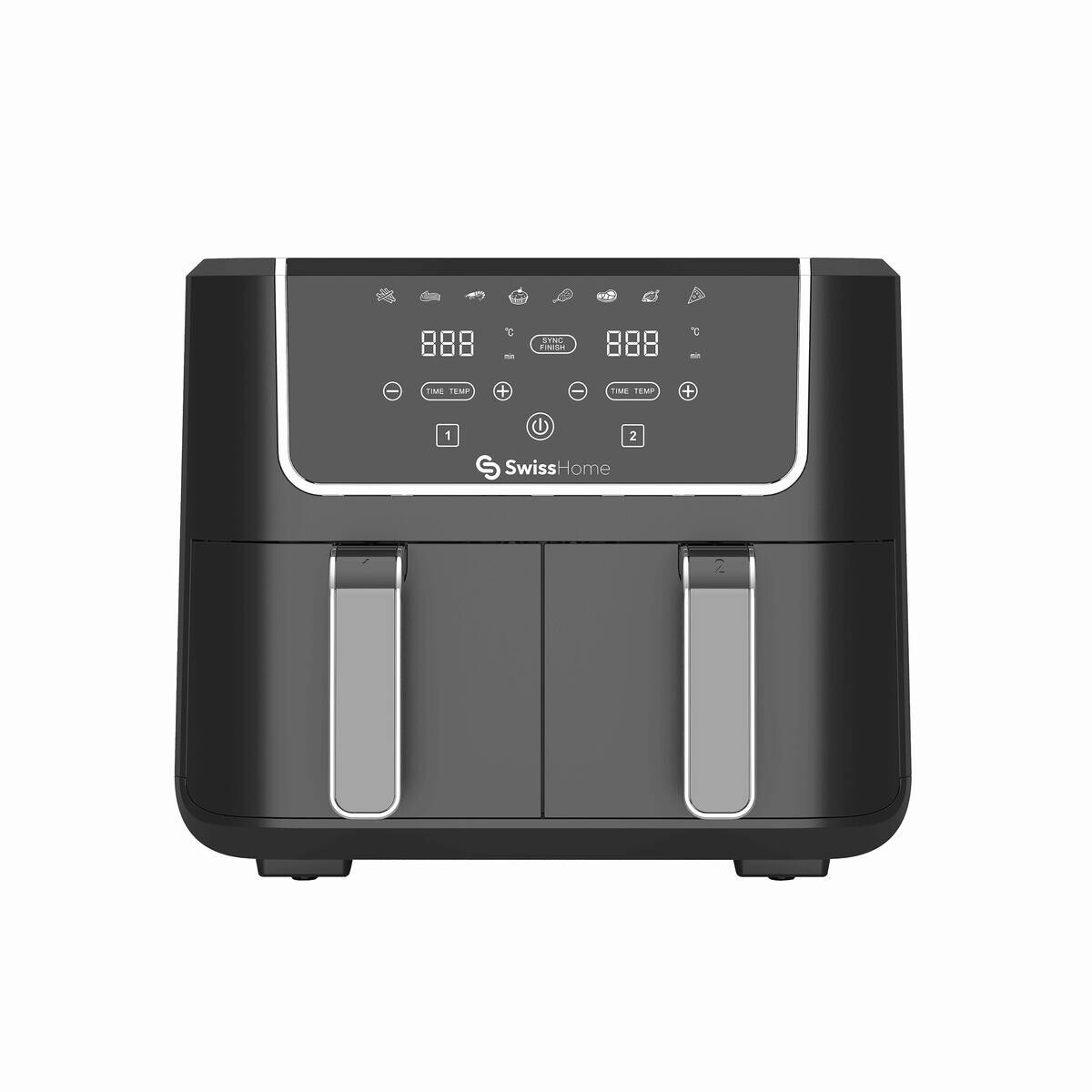 SWISS HOME Doppel-Heißluftfritteuse SH-6931 schwarz Kunststoff B/H/L: ca. 24x28x32 cm ca. 3 l