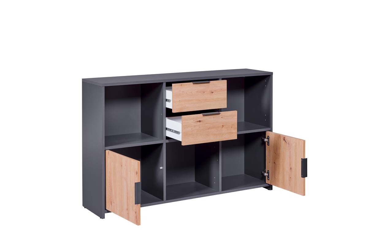 Regal Pepeto anthrazit Eiche Artisan Nachbildung B/H/T: ca. 120x77x30 cm