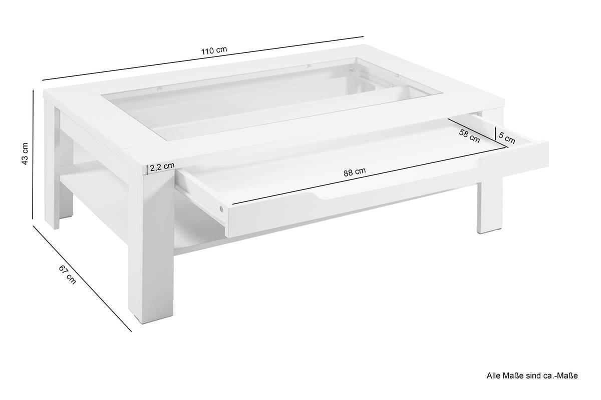 Couchtisch RALPH weiß B/H/T: ca. 110x43x67 cm
