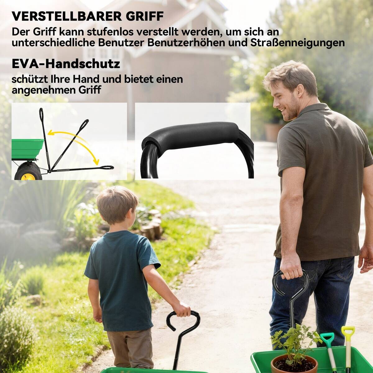 Outsunny Bollerwagen grün Stahl B/H/L: ca. 52x94x109 cm