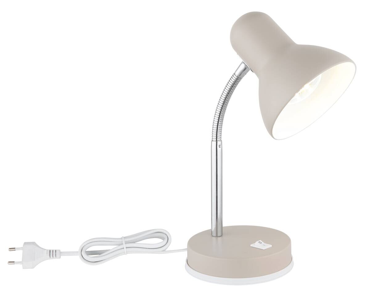 GLOBO Tischleuchte sand Chrom Metall Kunststoff B/H/L: ca. 21,5x12,5x35 cm E27 1 Brennstellen