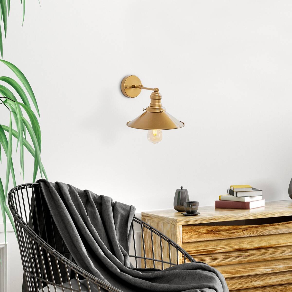 Opviq Wandleuchte gold Metall B/H/L: ca. 27x20x24 cm E27 1 Brennstellen