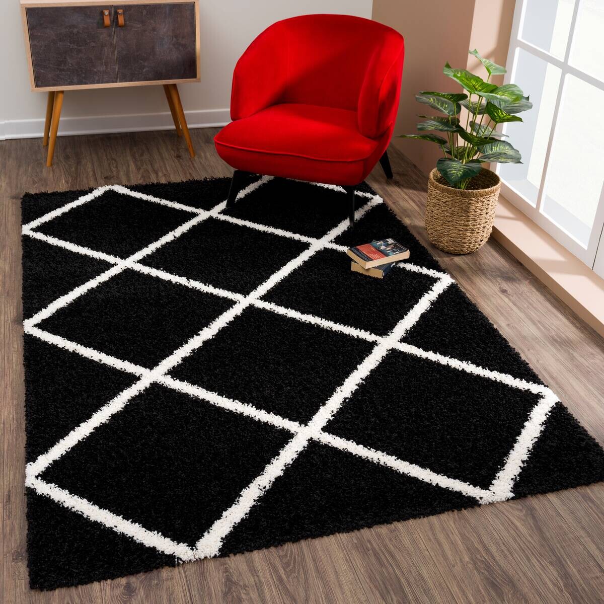 Sanat Hochflorteppich MADRID schwarz B/L: ca. 200x290 cm
