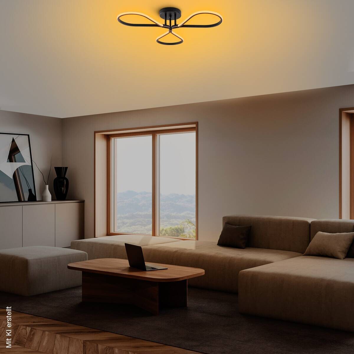 Opviq LED-Pendelleuchte schwarz B/H/T: ca. 68x14x68 cm 3 Brennstellen
