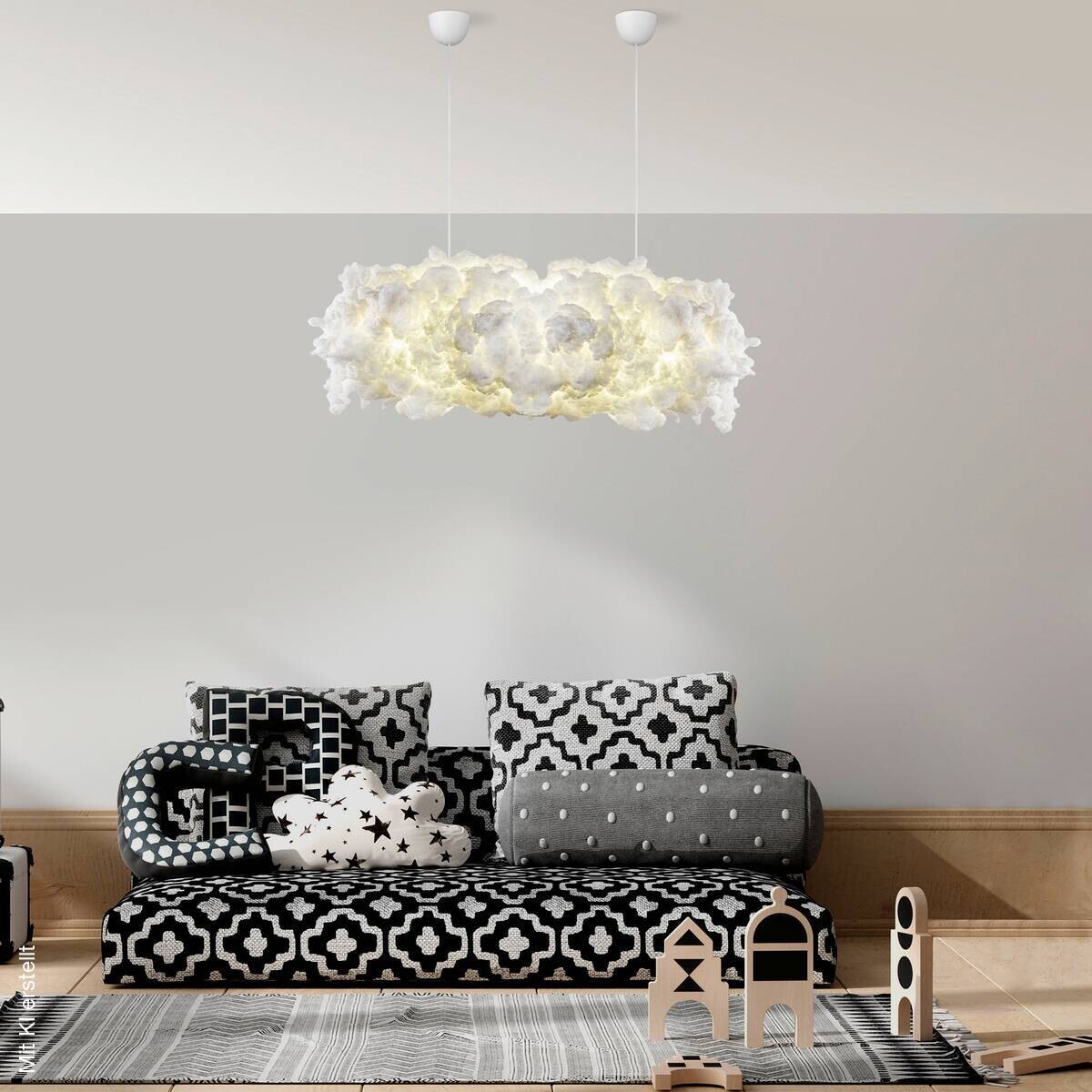 Opviq Pendelleuchte Serene weiß B/H/T/L: ca. 90x80x45x90 cm E27 1 Brennstellen