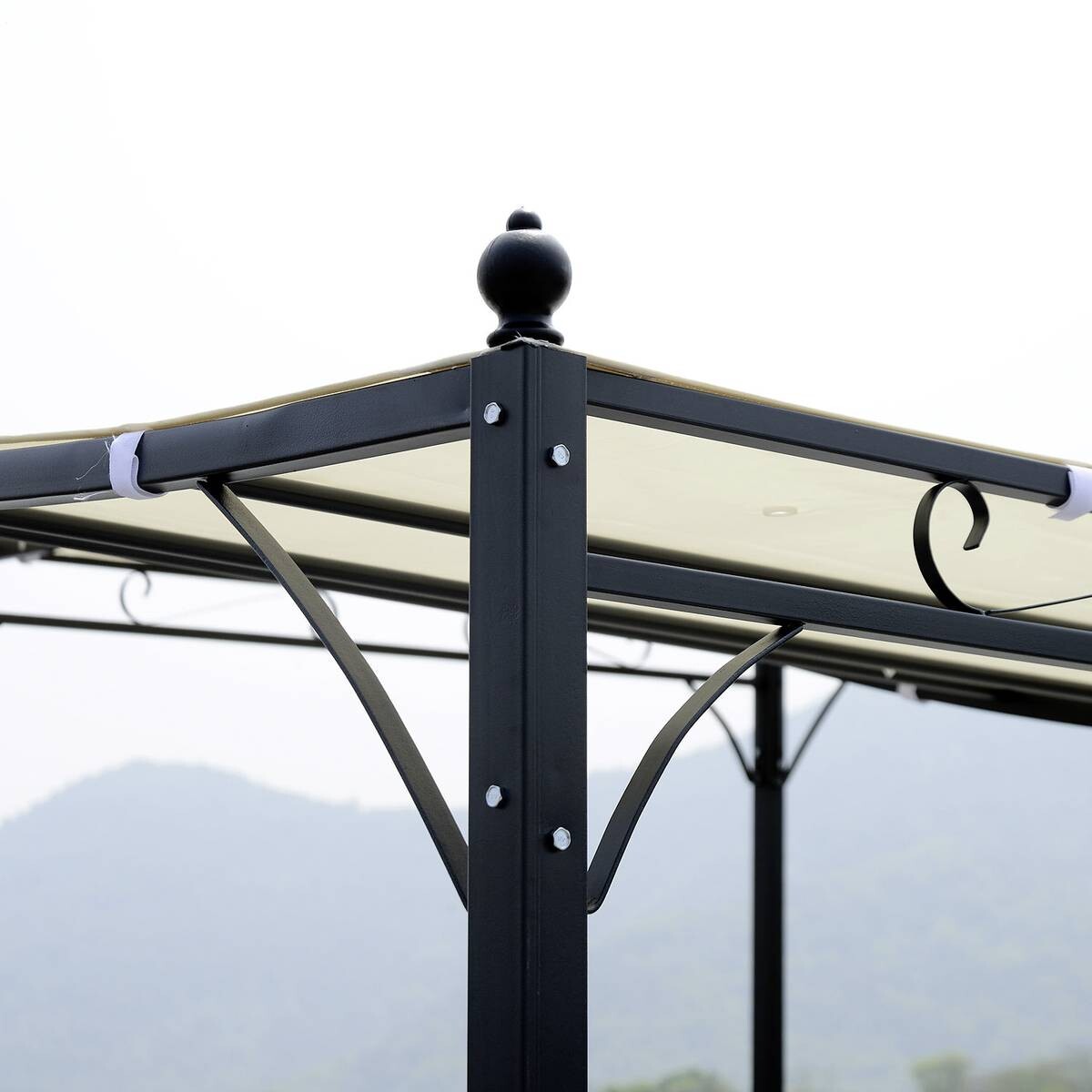 Outsunny Terrassenüberdachung creme Eisen B/H/L: ca. 297x245x297 cm