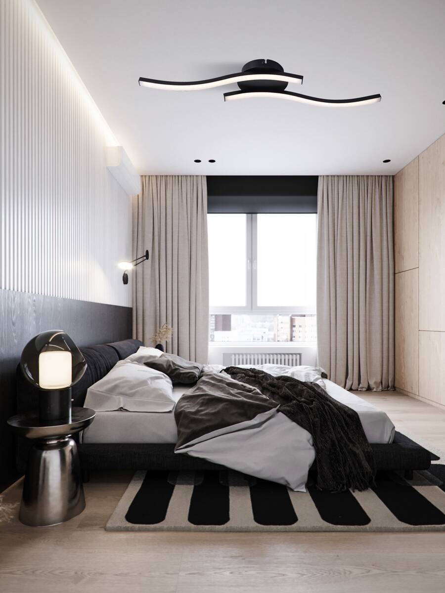 POCOline Deckenleuchte Berwin schwarz Metall B/H/L: ca. 56x7x12 cm 2 Brennstellen