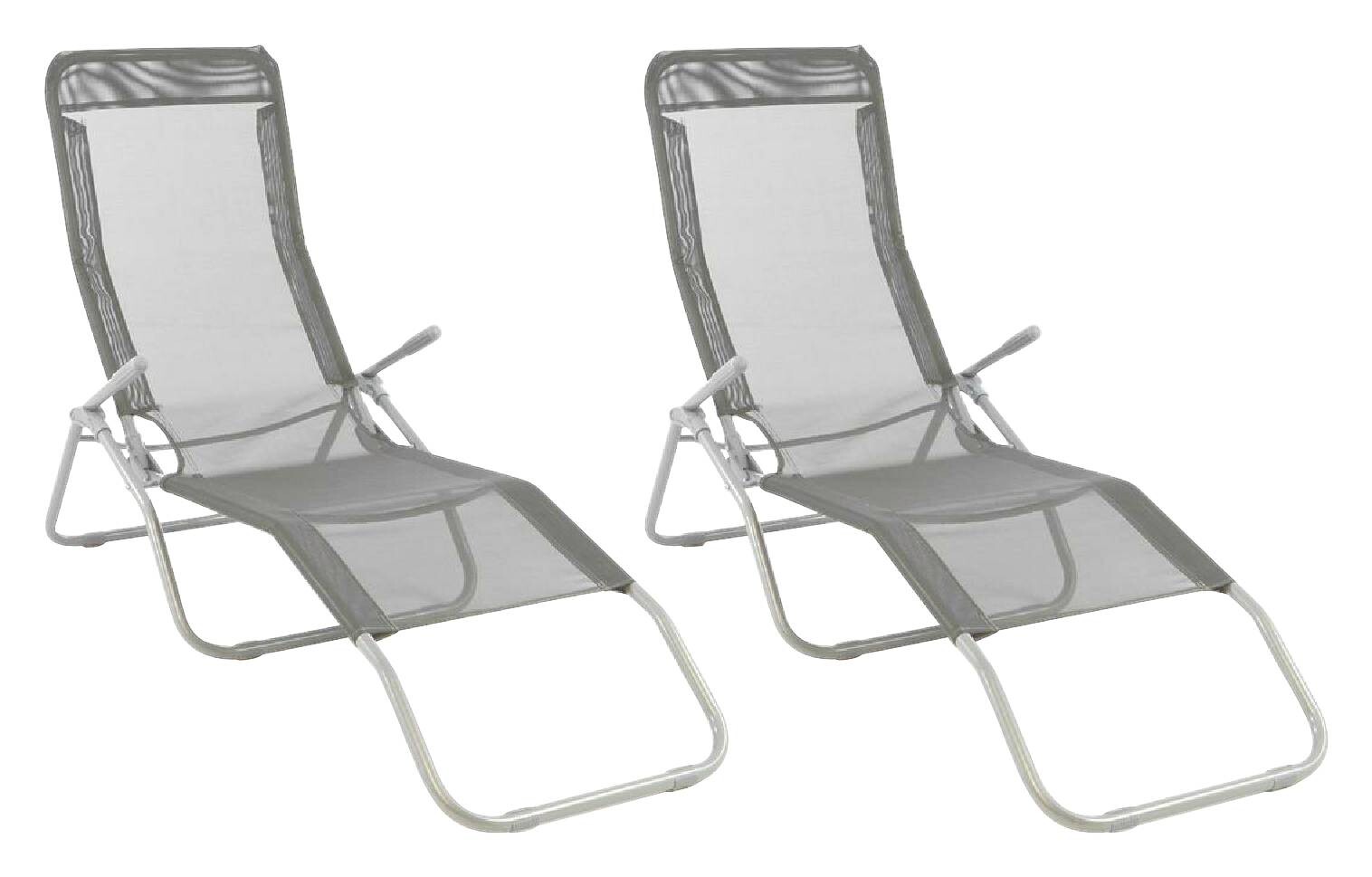 VCM Gartenliege-Set grau Stahl B/H/L: ca. 48x100x160 cm