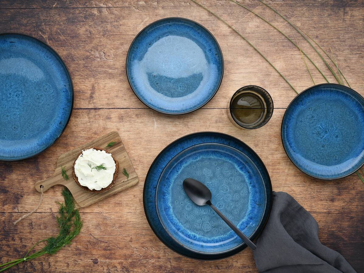 CreaTable Tafelservice Nordic Fjord Blue blau Steinzeug 18 tlg.